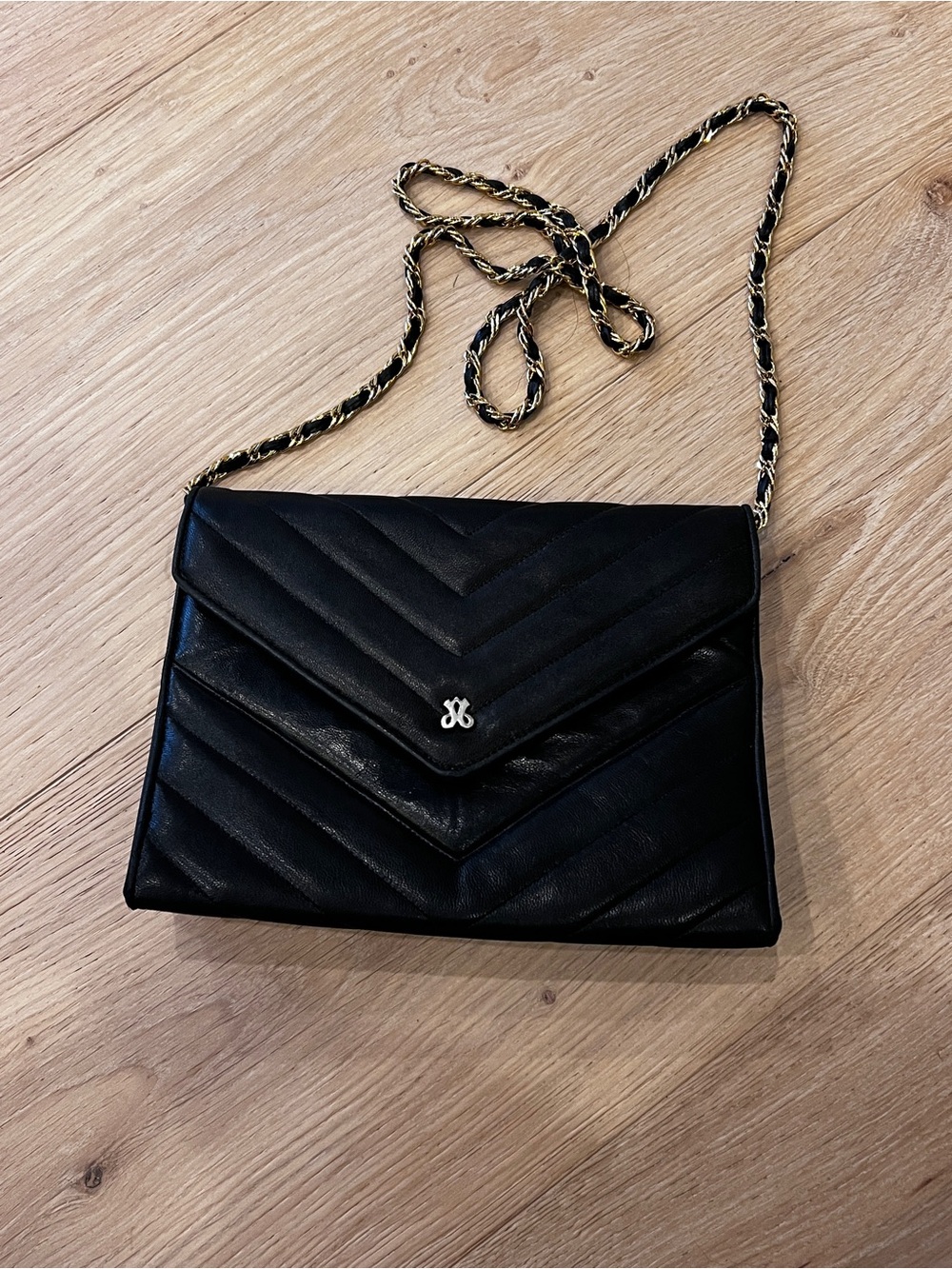 Authentic Vintage Jay Herbert leather Black Quilted Chain-Shoulder Crossbody Bag